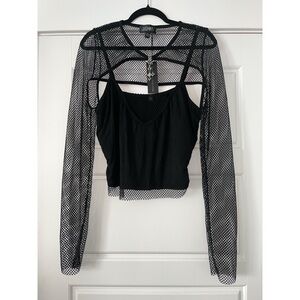NWT Widow Plus Size 2x Fishnet Shrug and Tank Set with Cross Charm